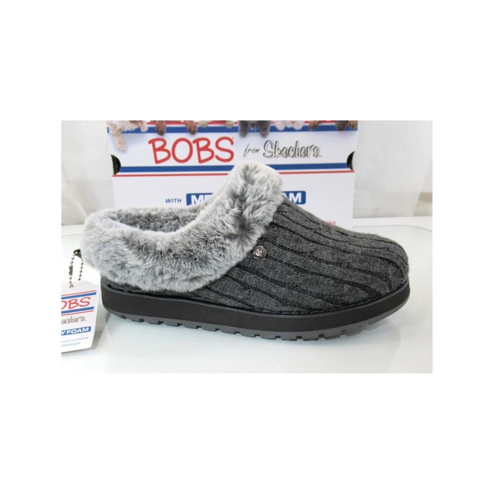 Women's BOBS From Skechers Keepsakes Ice Angel Slippers Clogs Charcoal Size 7